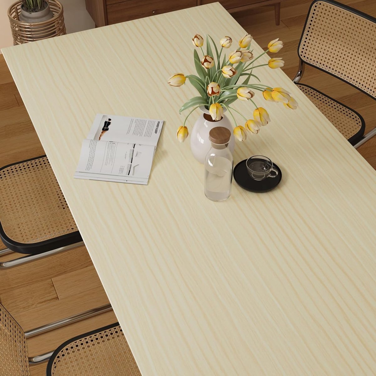 Zelfklevend behang beige houtlook 40cm x 200cm - dikke vinyl folie - matte afwerking - ideaal voor meubels - ShopVlot