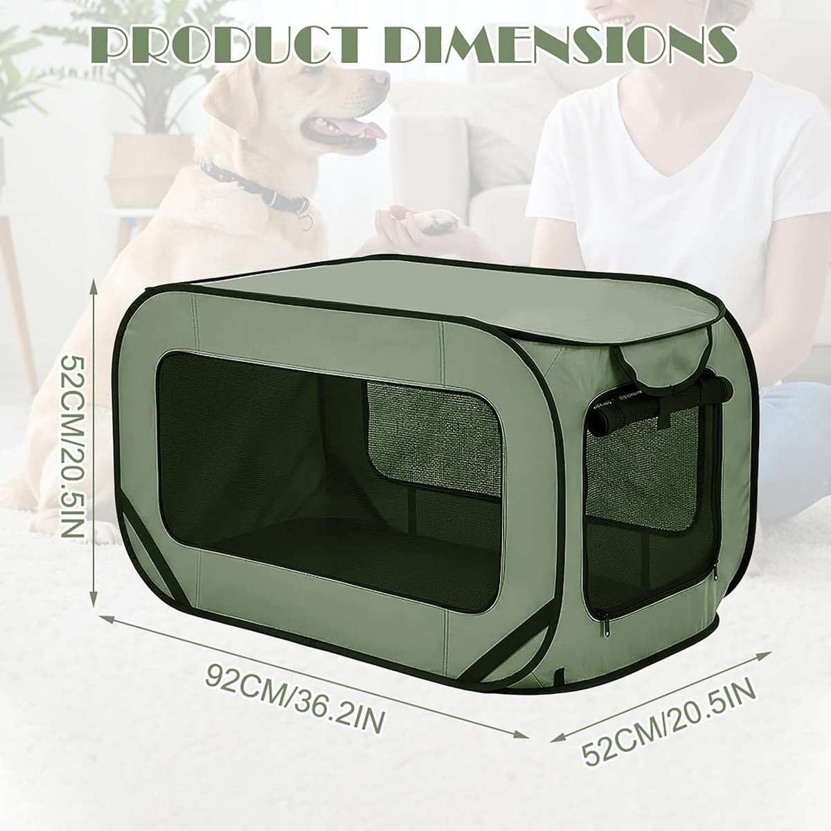 Vouwbare Transportbox voor Honden en Katten, 94 x 53 x 53 cm, Draagbare Opvouwbare Huisdierenbox, Oxford Stof, Geschikt voor Dieren tot 29,5 kg