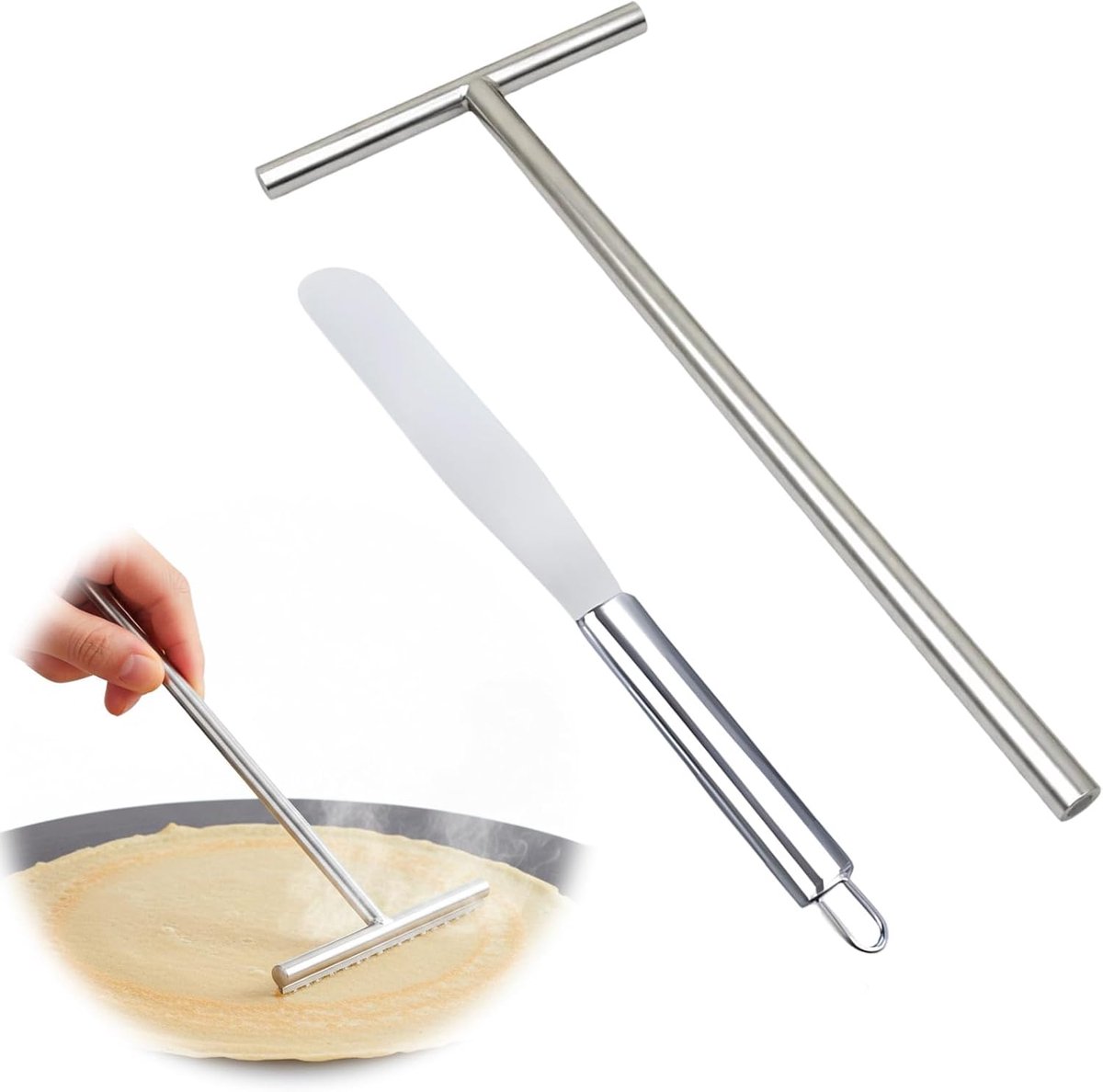 Crêpeverdeler set 2 stuks - roestvrij staal - pannenkoekenaccessoires - ideaal voor thuis bakken - ShopVlot