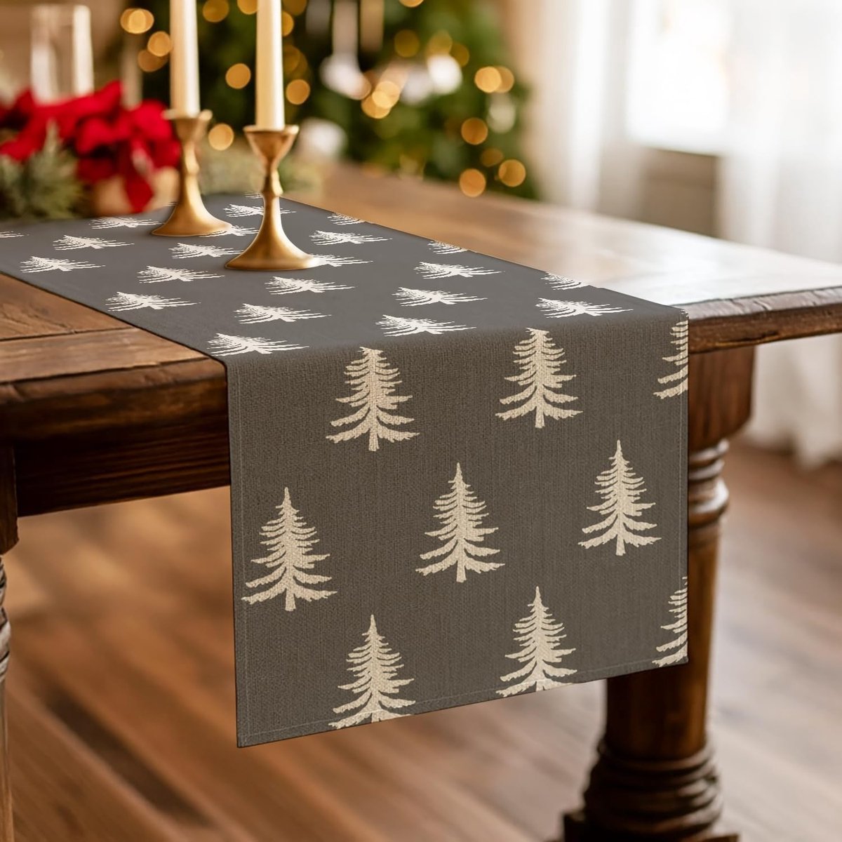 Tafelkleed kerstboom 40 x 140 cm - grijs - sfeervolle decoratie - perfect voor kersttafel - ShopVlot