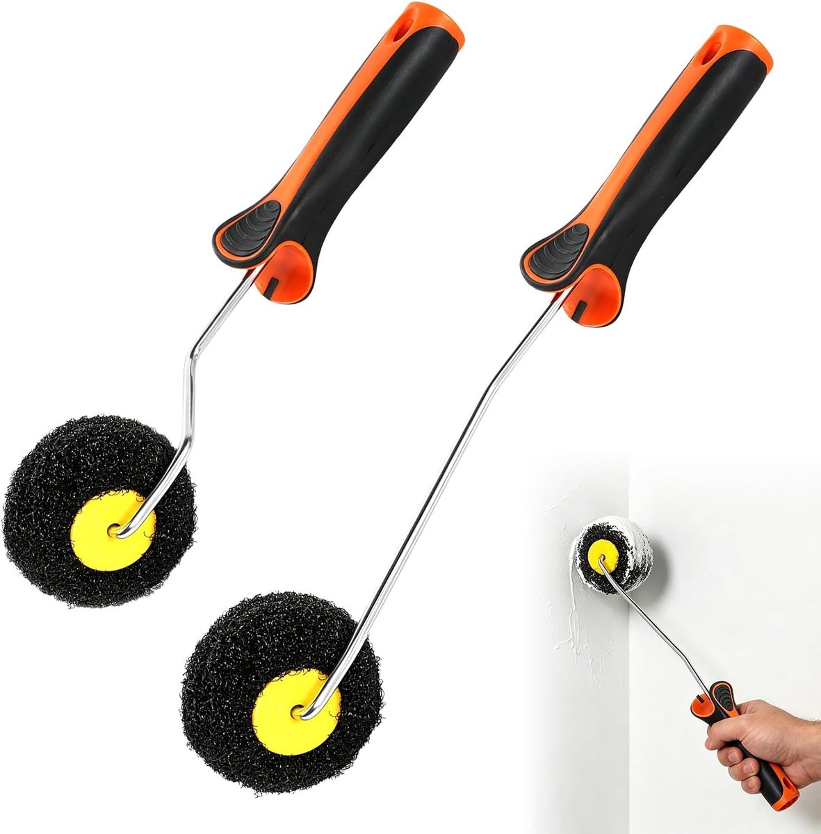 Plamuurroller hoekroller 2 stuks - nylon borstelharen - wasbaar - voor plamuurmassa en pleisterwerk - ShopVlot