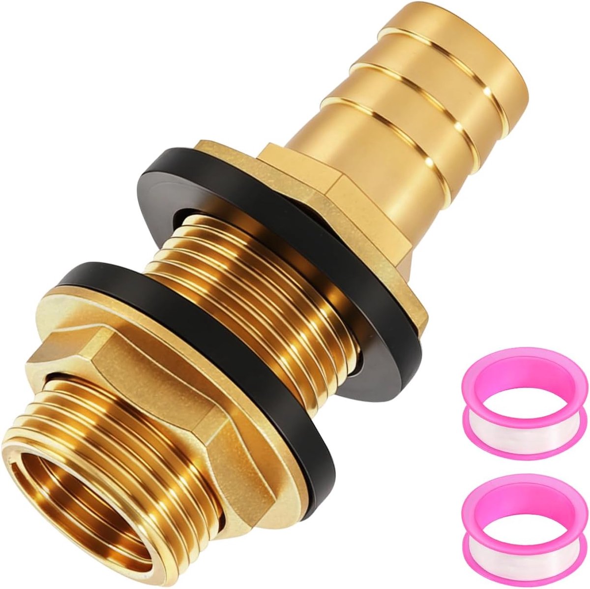 Tankgrommet met Uitloop - Messing 3/4 Inch Mannelijk x 1/2 Inch Vrouwelijk - Voor Regenwateropvang - ShopVlot