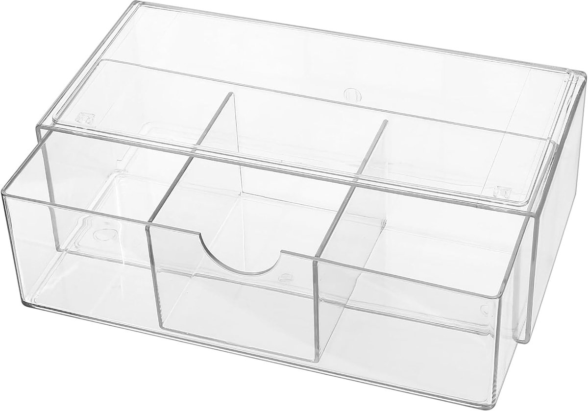 Cosmetics organiser met lades - transparant - 3 compartimenten - ideaal voor badkamer en make-uptafel - ShopVlot