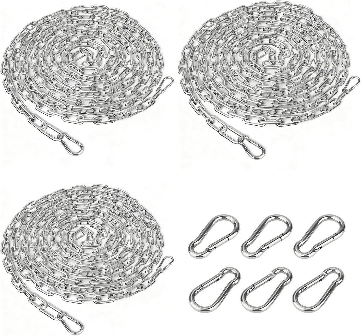 Hangketting 9,8 m - Zware metalen kettingen - Inclusief 6 karabijnhaken - Voor lampen en planten - ShopVlot