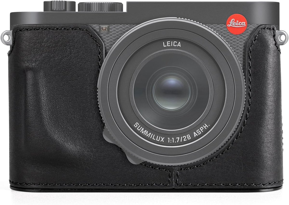 Half case voor Leica Q3/Q3 43 - Premium echt leer - Bescherming met toegang tot batterij en geheugenkaart - Bruin - ShopVlot