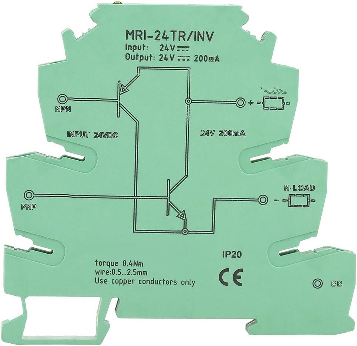 Signaalomvormer MRI-24TR/INV - NPN PNP signaalomvormer - 6,2 mm breed - bespaar 60% installatie ruimte - ShopVlot