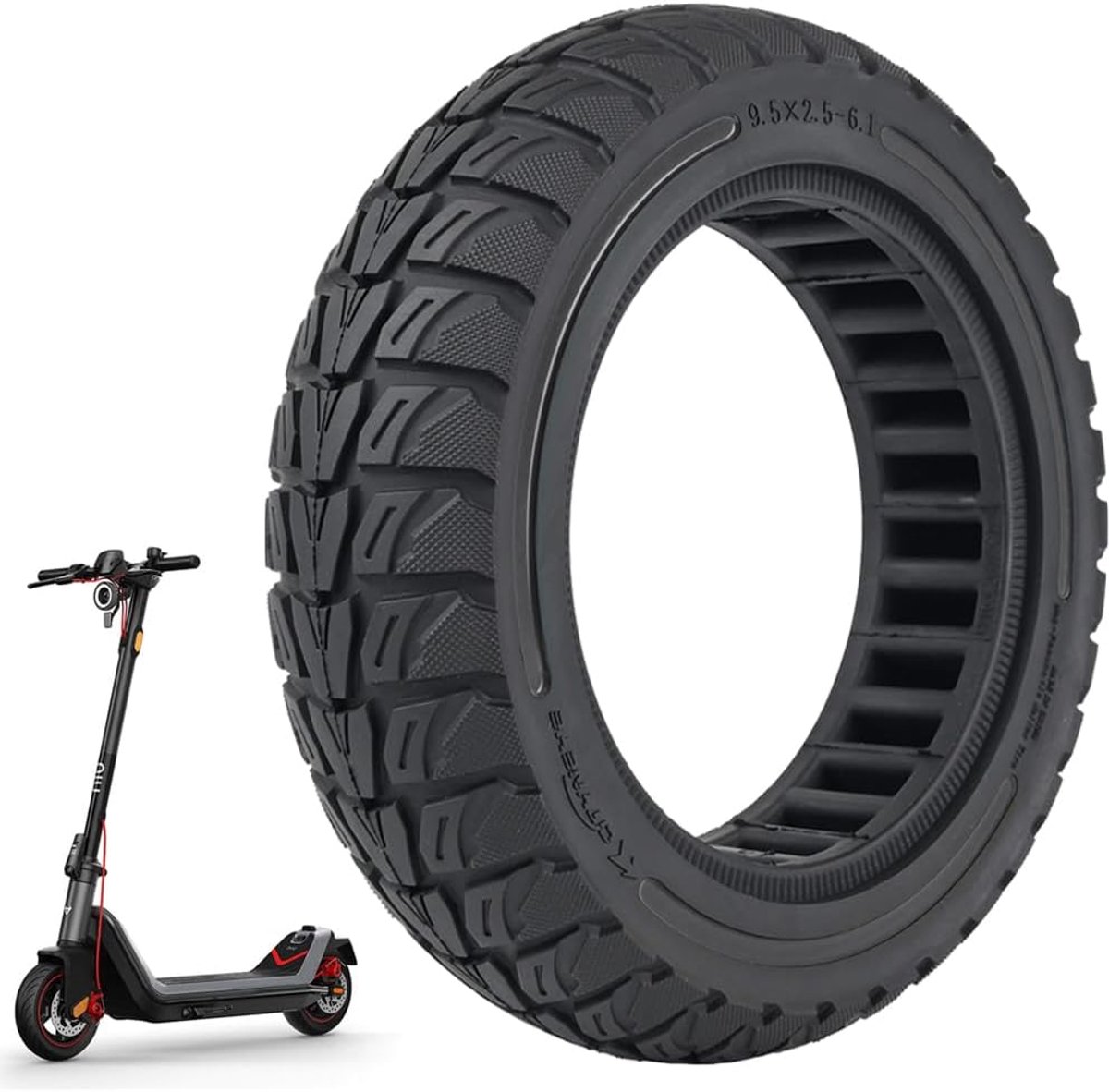 Solid rubber banden 9.5 inch - Honeycomb - Lekvrij en antislip - Geschikt voor NIU KQi3 Sport/Pro/Max - ShopVlot