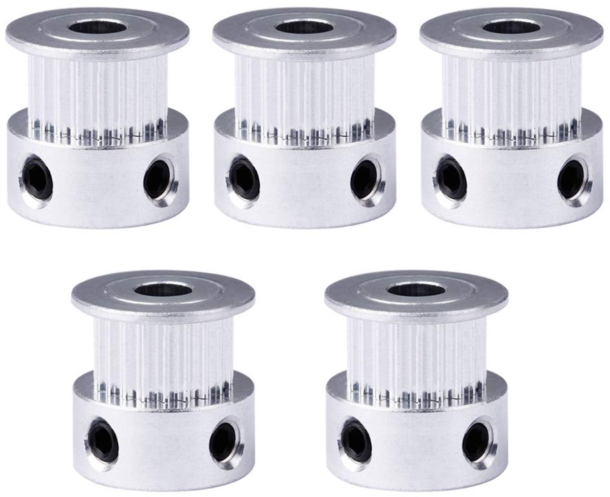 GT2 tandwiel schijf 20 tanden - 5mm boring - aluminium - geschikt voor 3D printers - ShopVlot