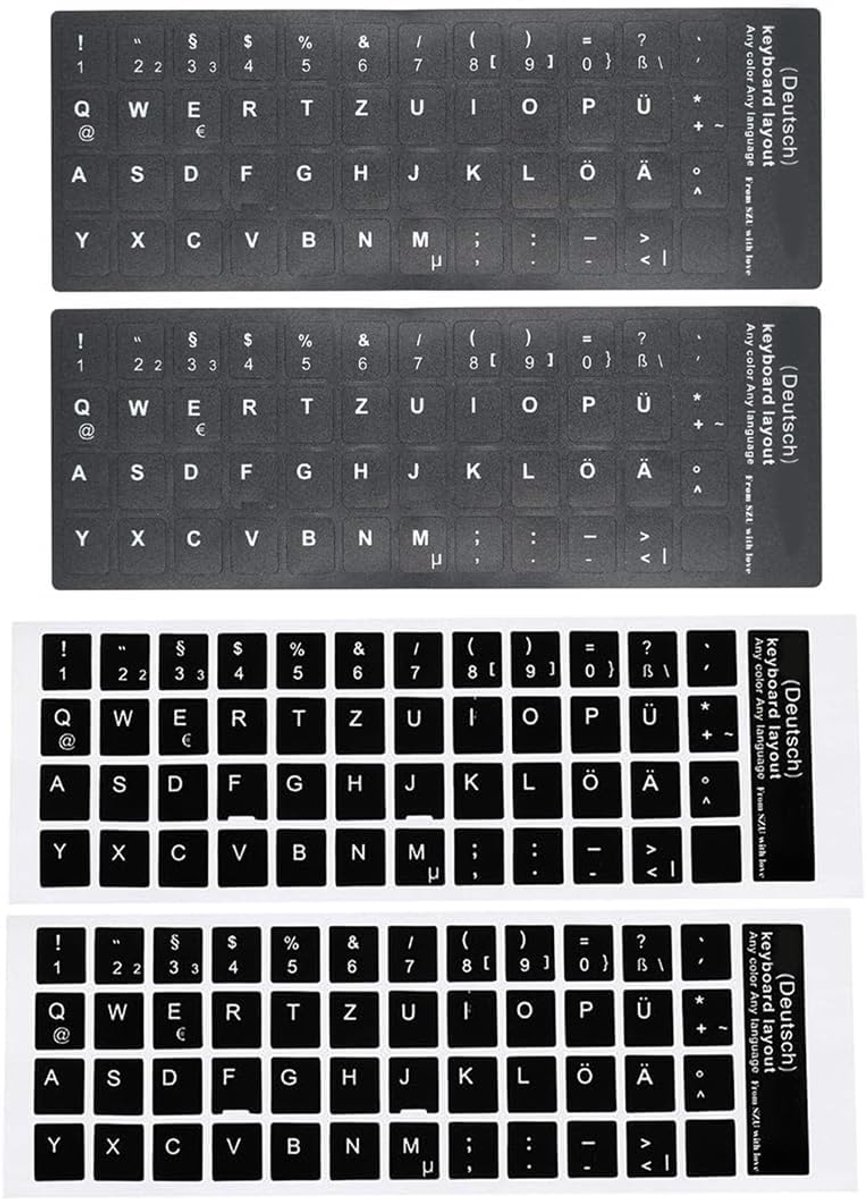 Keyboard Stickers Duits - Matt Materiaal - Universeel voor Standaard Toetsenborden - Verbeter Typgemak - ShopVlot