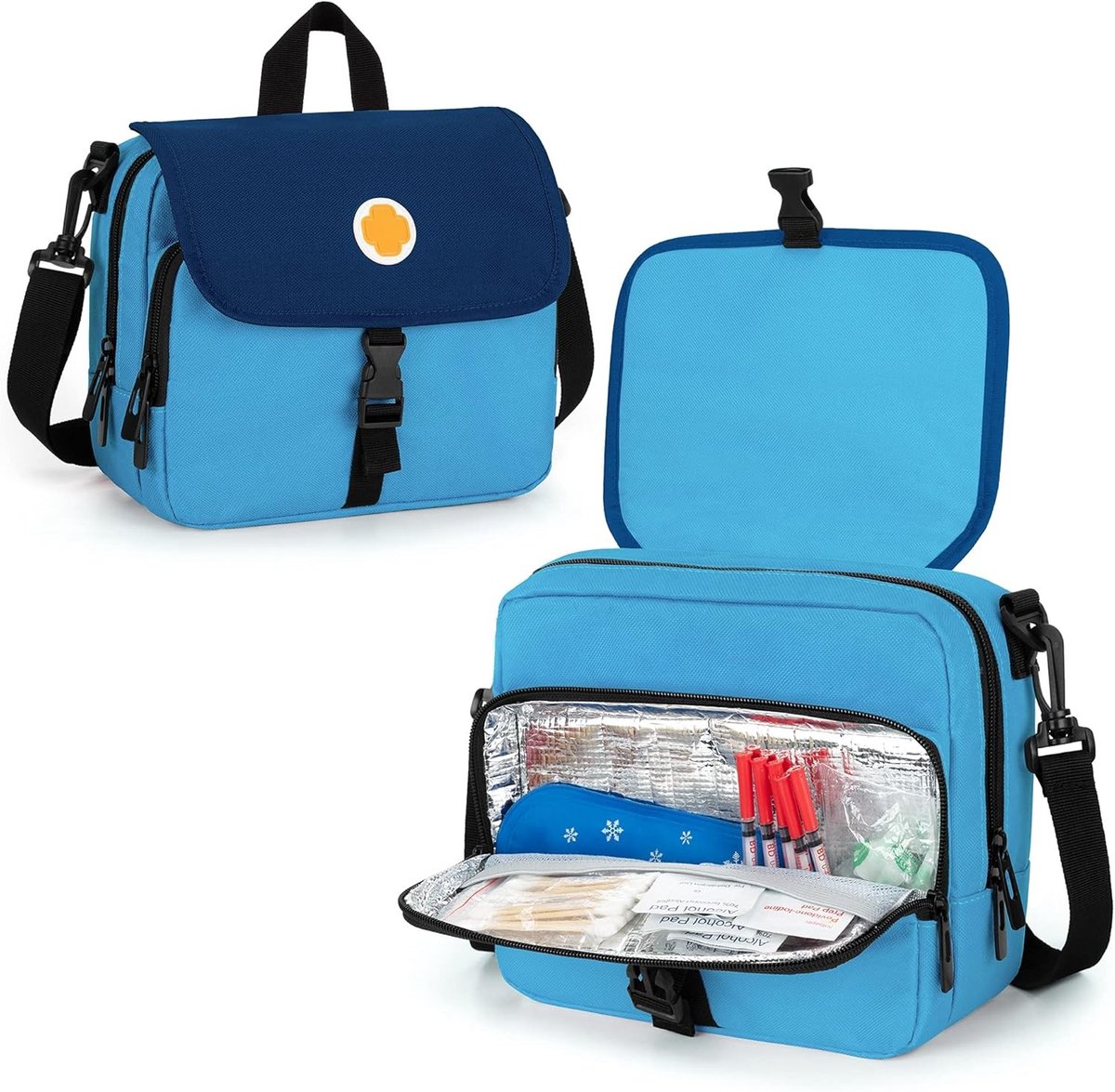 Insuline koeltas voor kinderen en diabetici, handige reistas voor medicatie, geïsoleerde tas voor insuline en diabetesaccessoires, blauw