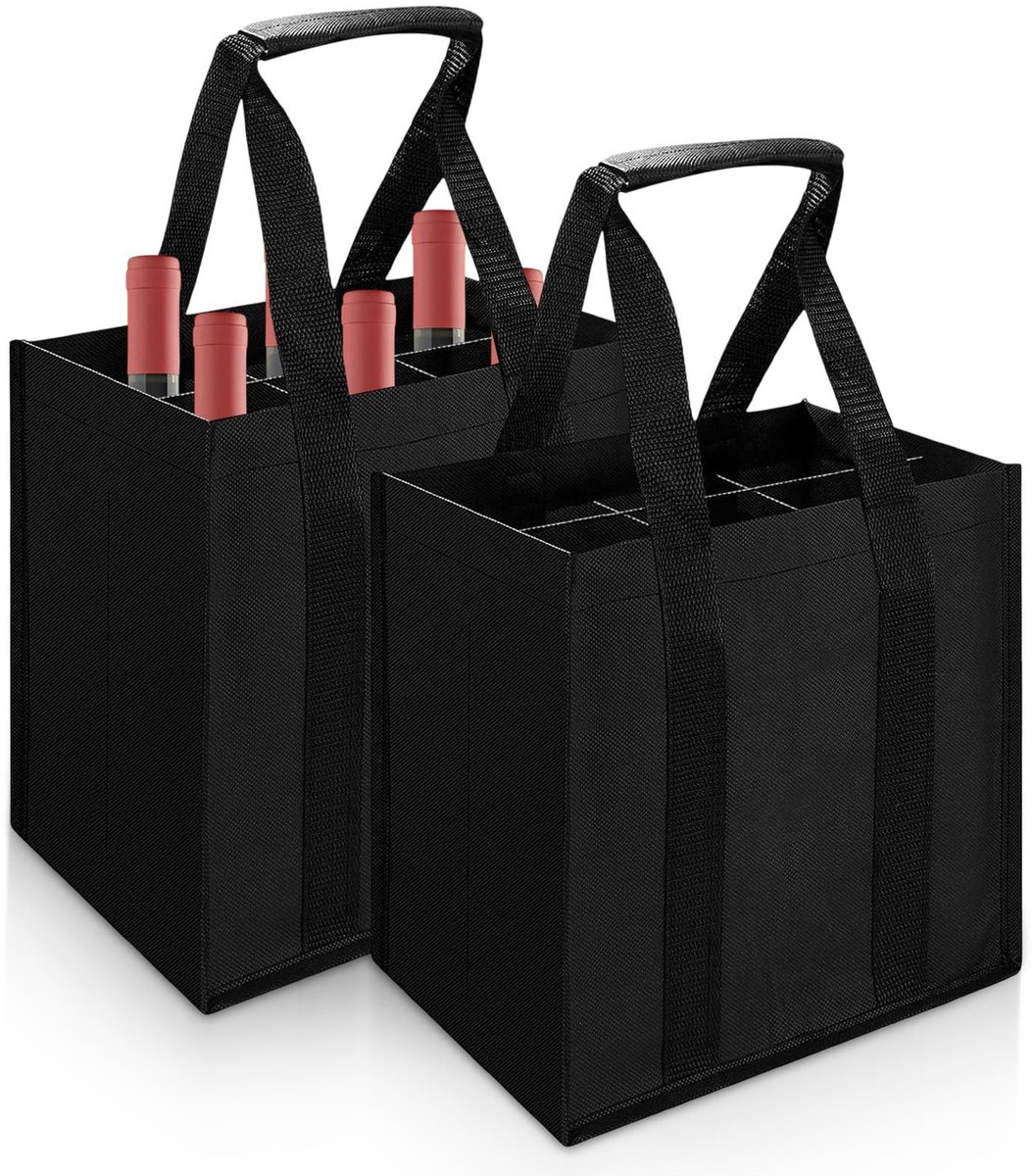 Solidchoice - Set van 2 Flessendragers voor 6 Flessen, Zwart