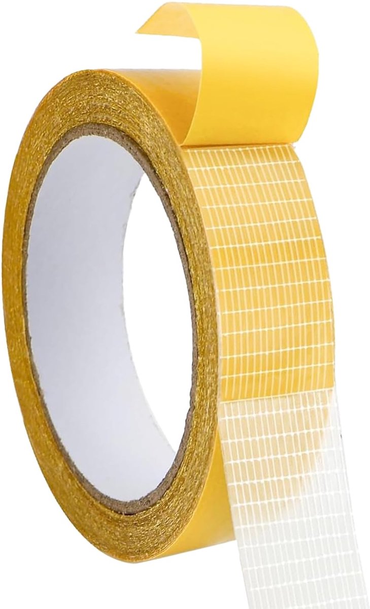Dubbelzijdig tape 2,5 cm x 10 m - Sterk textiel - Voor tapijt en stof - Geschikt voor kleding en knutselen - ShopVlot