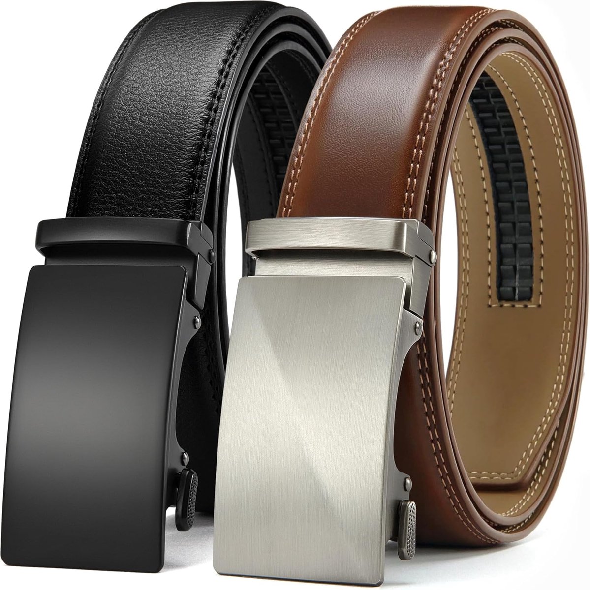 Herenriemen 3,5CM - Lederen riem met automatische ratelsluiting - Verstelbare maat - Perfecte pasvorm - ShopVlot