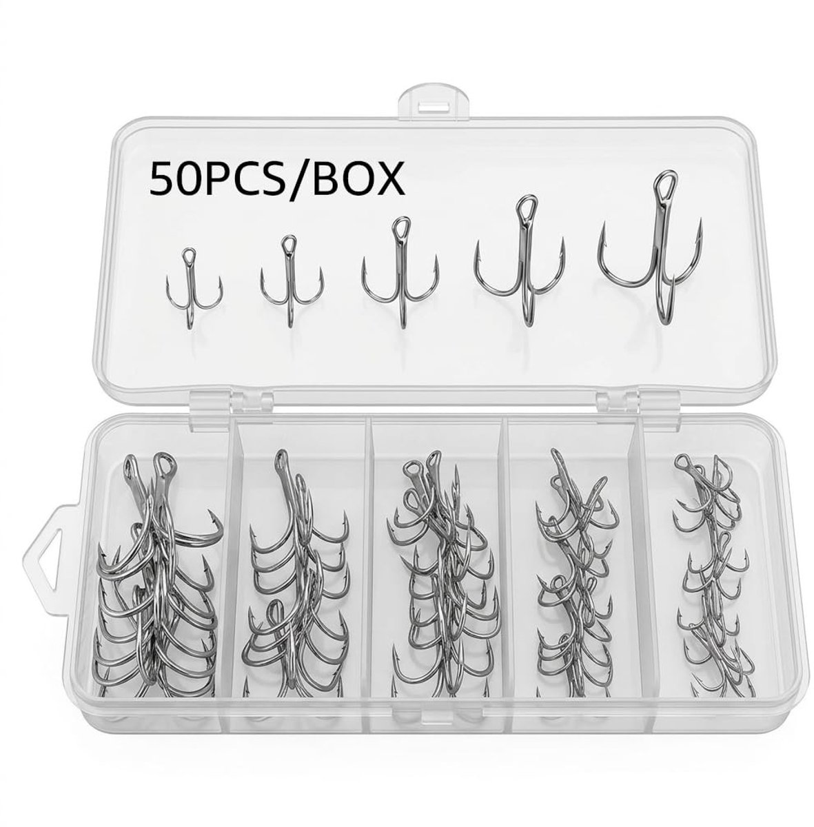 Solidchoice - Set van 50 Drievoudige Vishaken voor Zoet- en Zoutwatervissen