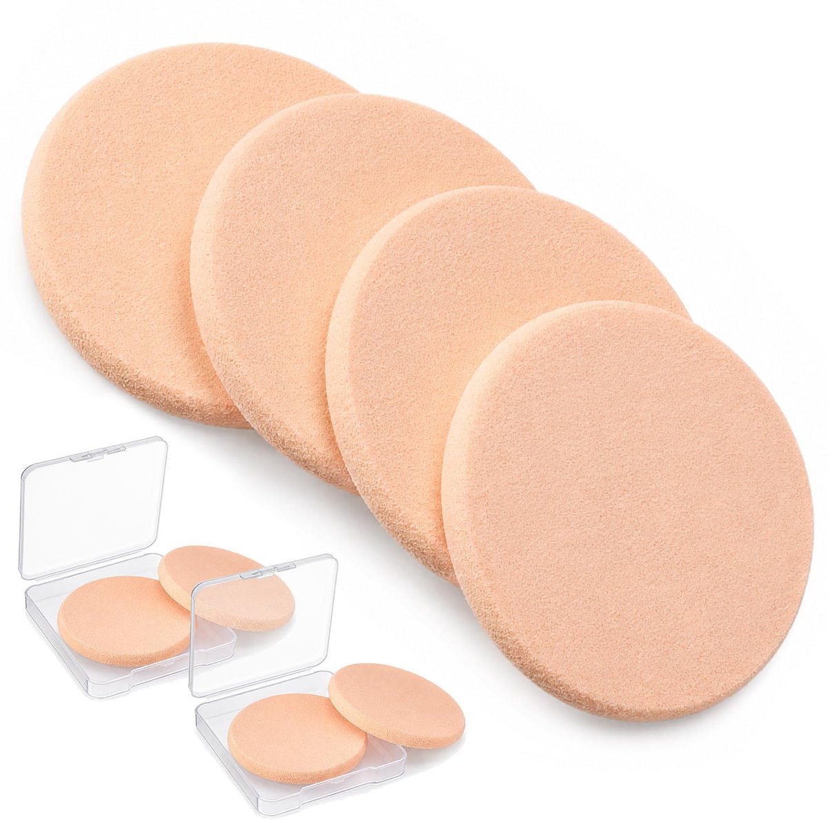 Solidchoice - Ronde Make-upspons Set van 4 met Opbergdozen