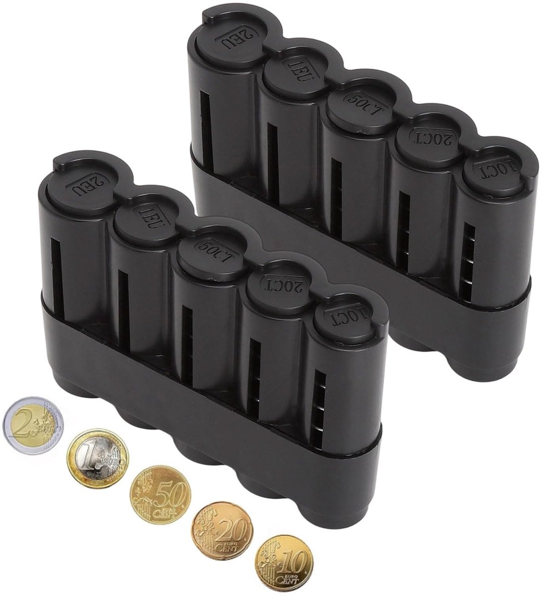 Solidchoice - 2 Stuks Euro Munt Houder met Veermechanisme