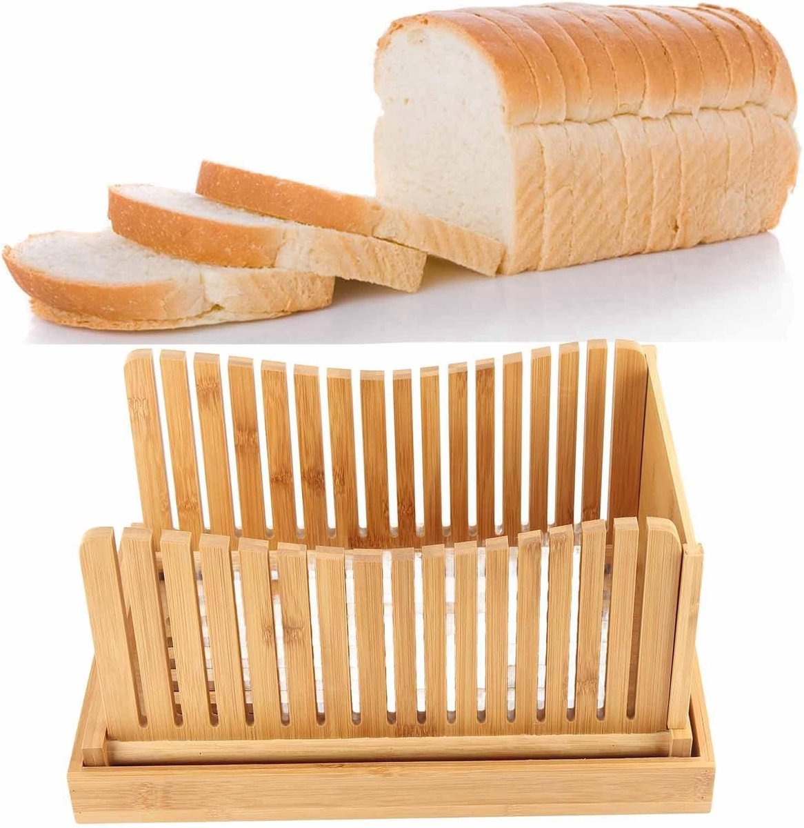 Broodsnijmachine - Bamboe - Verstelbaar - Inklapbaar en Eenvoudig te Bedienen - Voor Zelfgebakken Brood