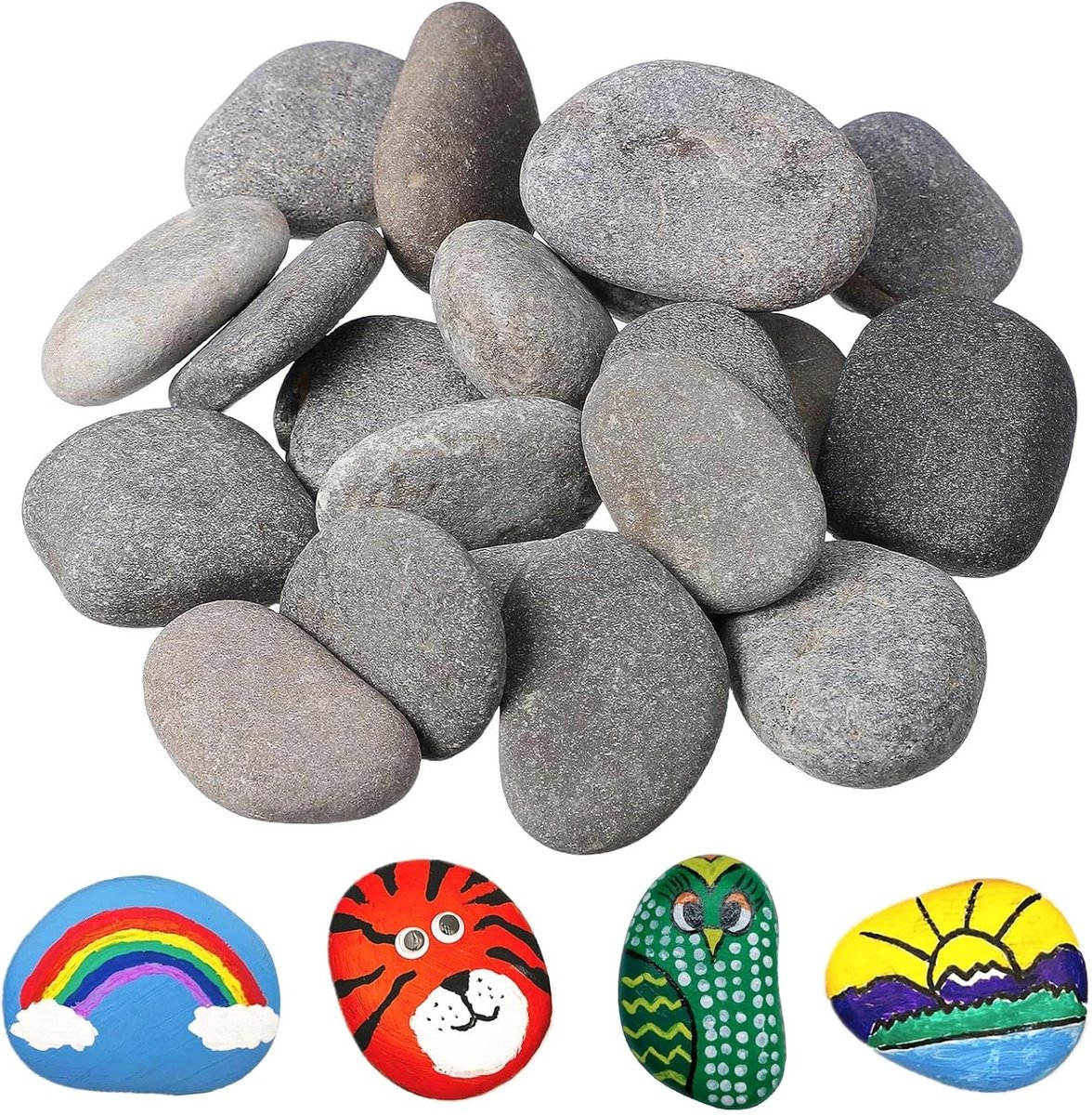 Verfstenen 24 Stuks - Natuurlijke Kiezels - Voor Creatieve Klussen - Decoratie en Schoolprojecten - ShopVlot