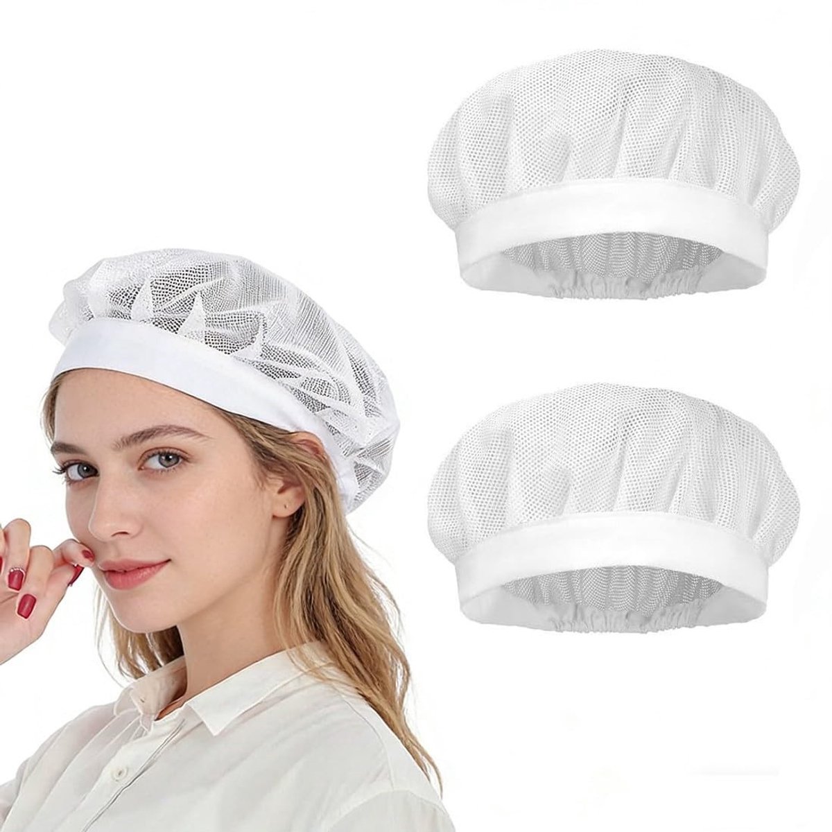Solidchoice - Set van 2 Ademend Chef Kappen met Elastiek