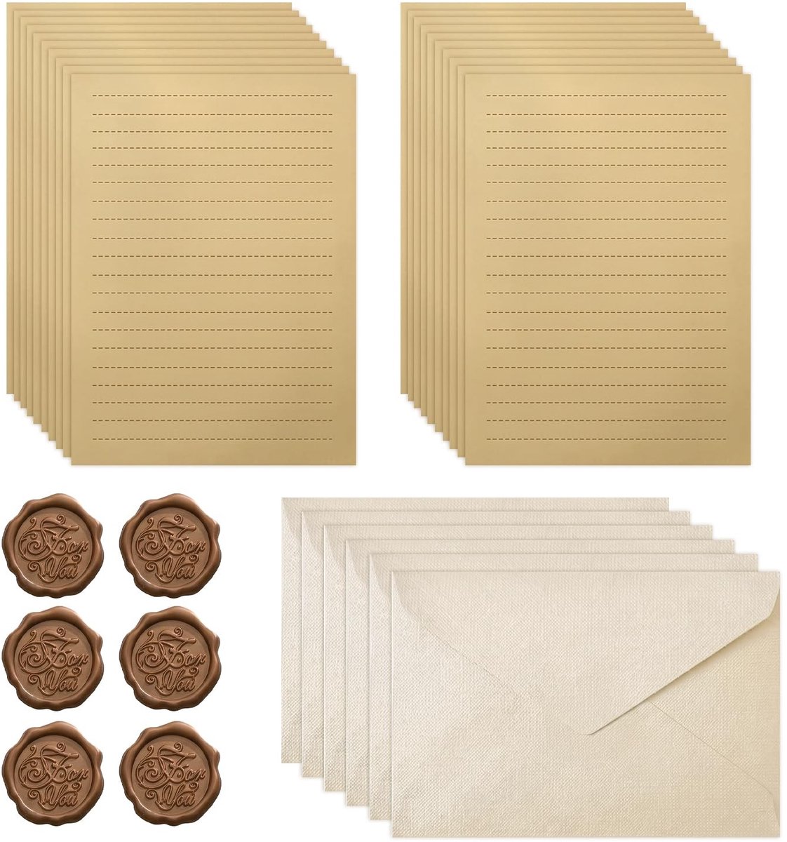 Solidchoice - Retro Briefpapier Set met Enveloppen en Zegelstickers