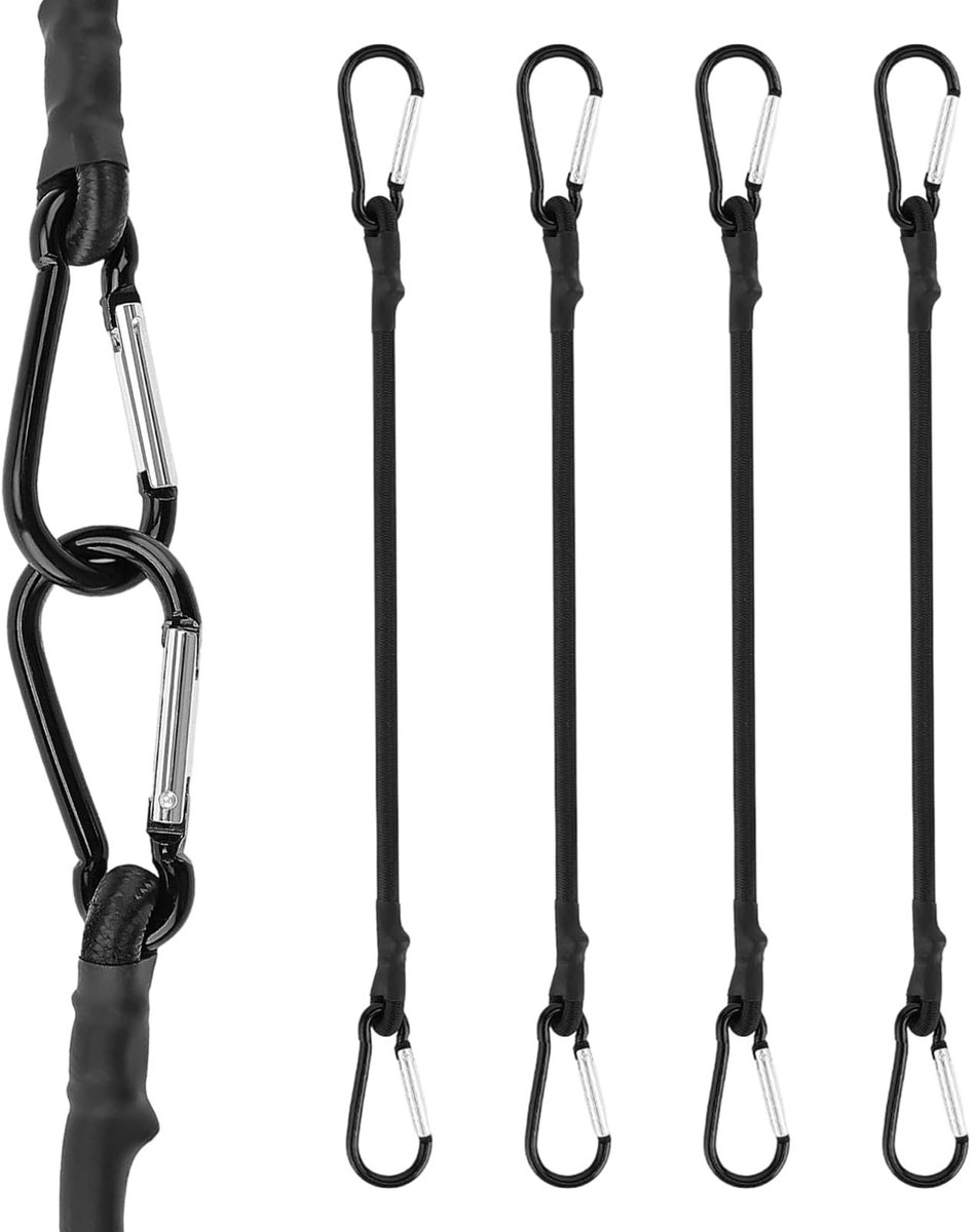 Solidchoice - Set van 4 Elastische Tensioners met Karabijnhaak voor Camping en Reizen