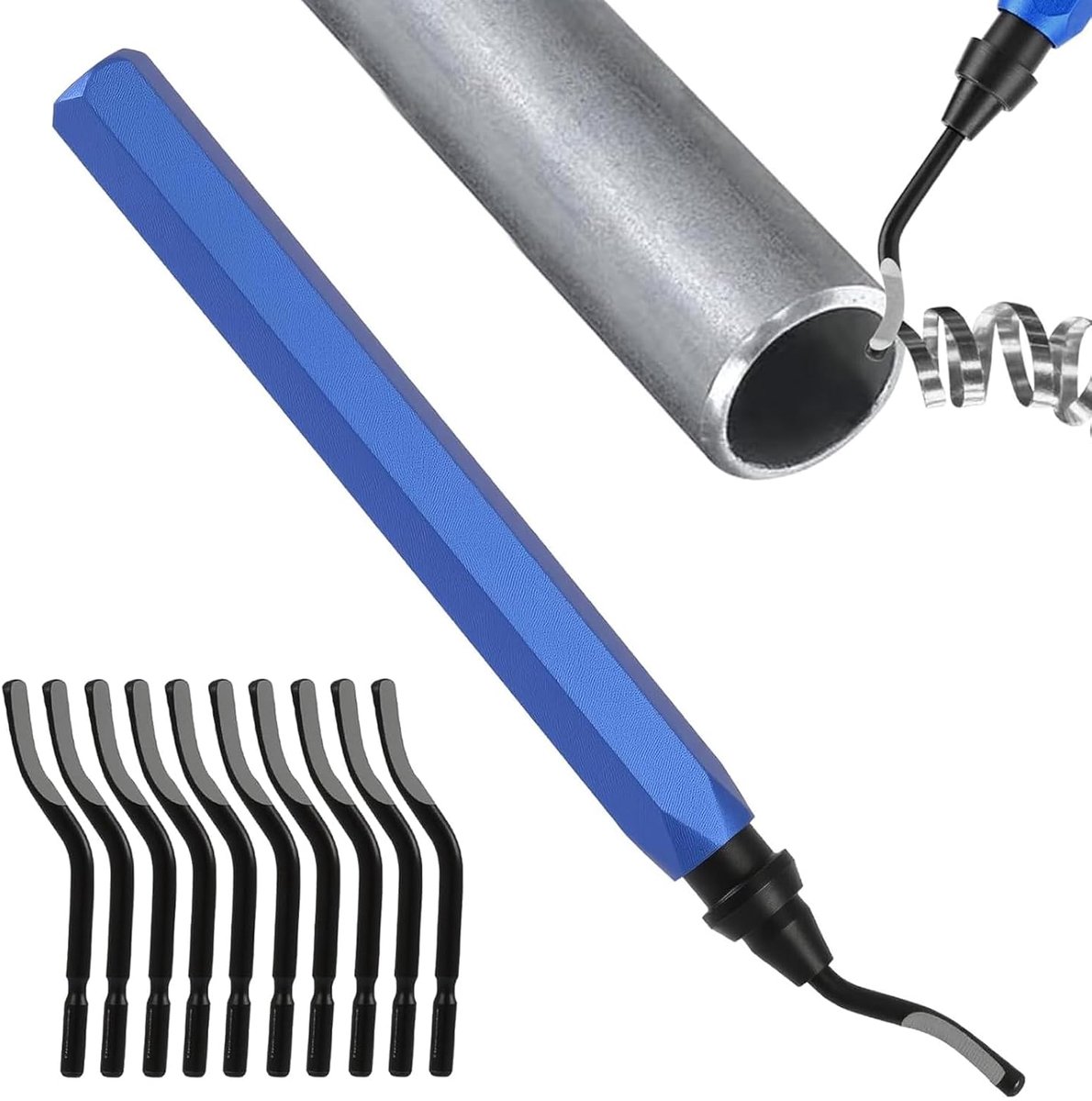 Ontbraamtool met 10 verwisselbare messen - metalen handgreep - schokbestendig en lichtgewicht - ideaal voor pijpen - ShopVlot