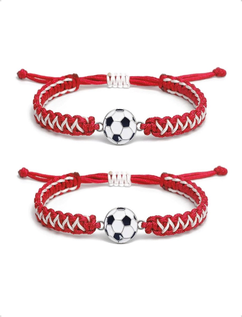 Voetbalarmbanden Voor Kinderen - Verstelbare Vriendschapsarmbanden - Geweven Voetbalontwerp - Perfect Voetbalcadeau - ShopVlot