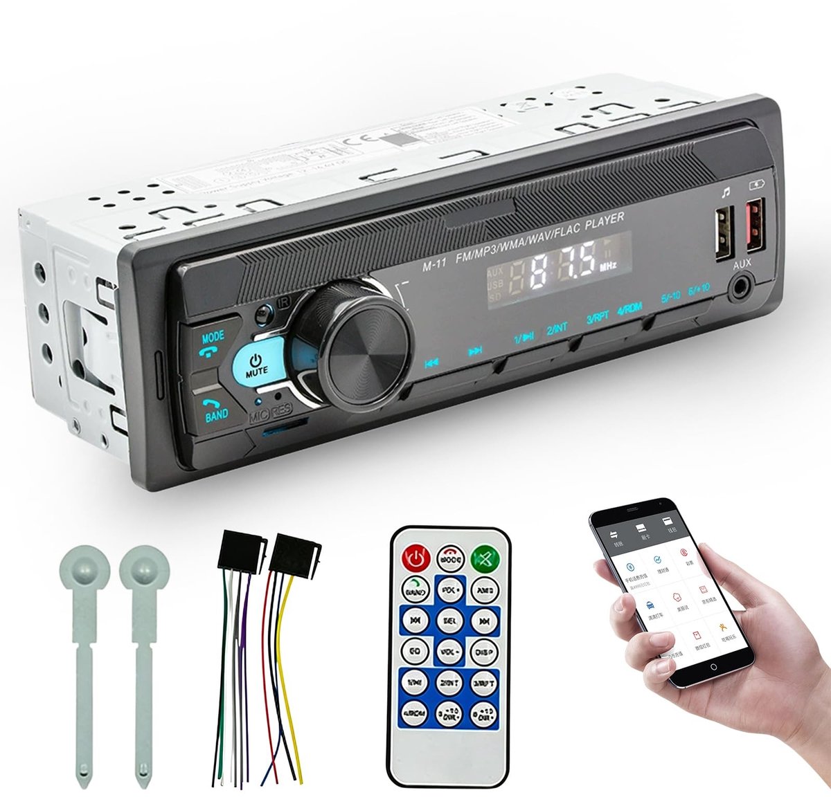 Solidchoice - Bluetooth Car Radio met FM/AM en 7 Kleuren LCD Display