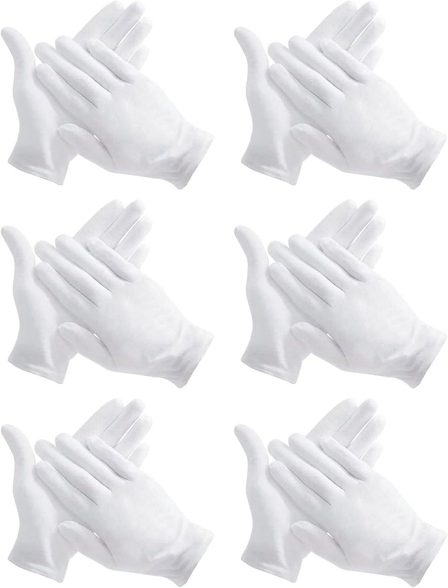 Witte Kinderhandschoenen 6 Paar - Katoen - Comfortabel en Ademend - Perfect voor Cosplay en Feestjes - ShopVlot