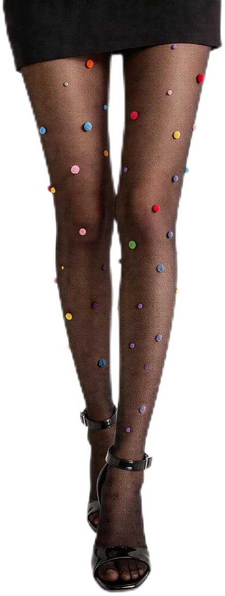 Solidchoice - Kleurrijke 3D Panty met Pompons voor Feestjes