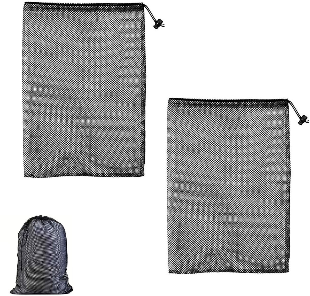 Solidchoice - Set van 2 Grote Wasnetten met Trekkoord 70x90cm