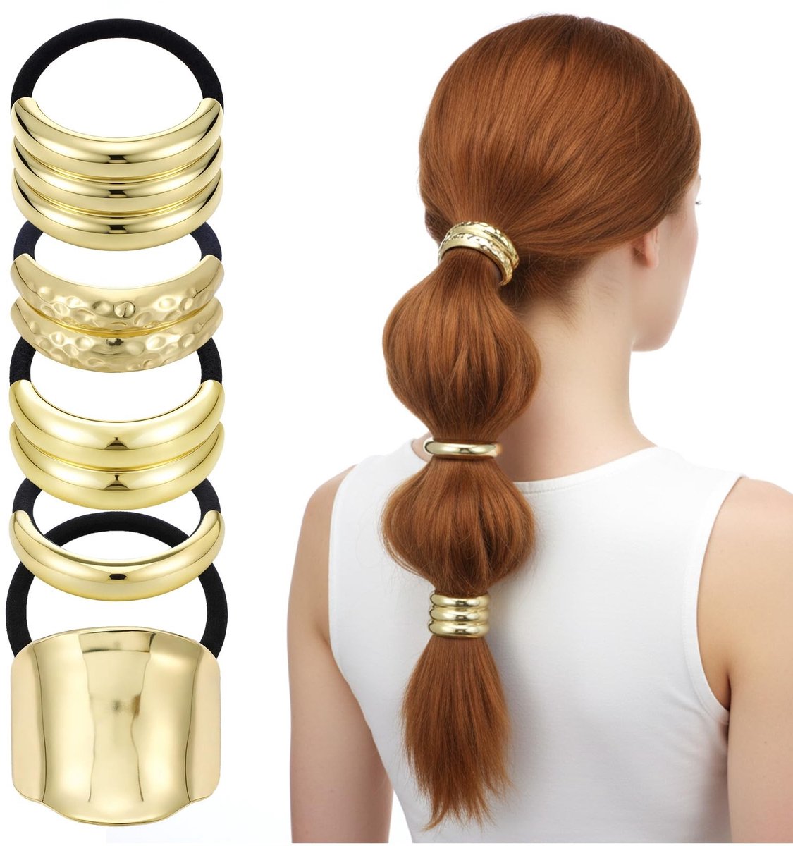 Solidchoice - Set van 5 Gouden Haarcuffs voor Vlechten en Staarten