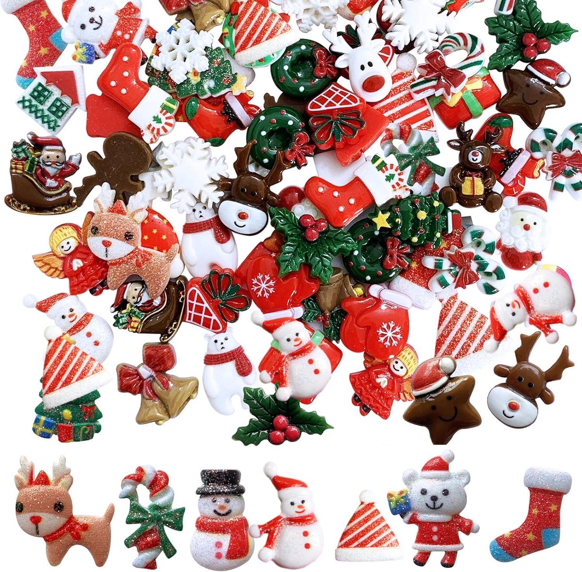 Miniatuur kerstfiguren - Kunsthars kerstman figuren - Set van 68 ornamenten - Creëer een feestelijke sfeer - ShopVlot