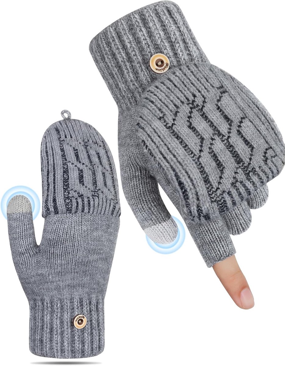 Vingerschoenen voor mannen - Breiwerk - Omklapbare flap - Ideaal voor skiën - ShopVlot