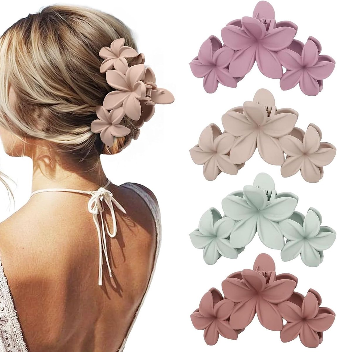Haarclips groot - 4 stuks - matte afwerking - voor dik en dun haar - ShopVlot