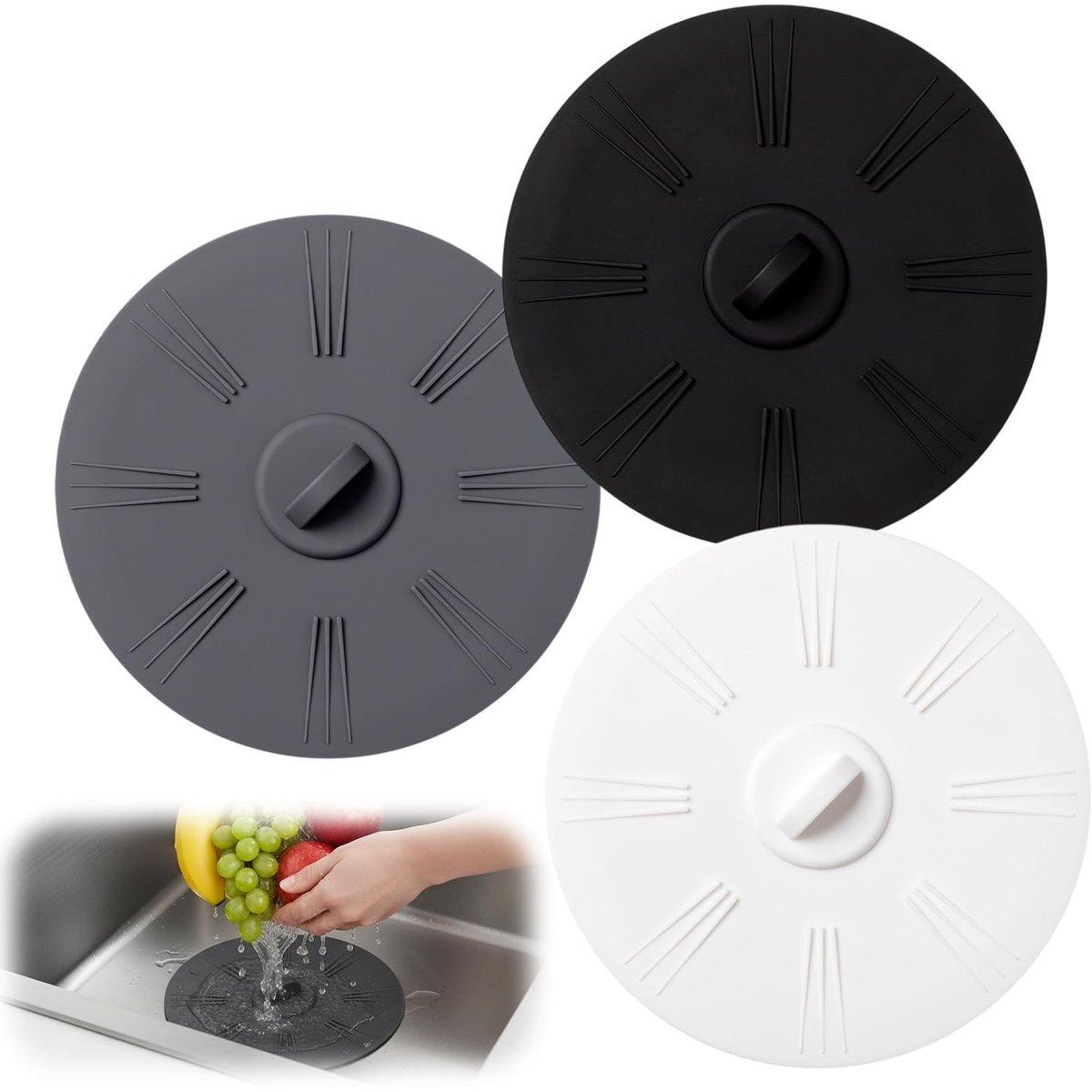 Solidchoice - Set van 3 Universele Silicone Afvoerstoppen 15 cm