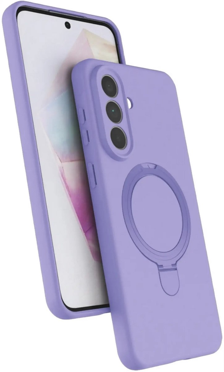 Hoesje Geschikt voor Samsung Galaxy A37 Hoesje – Lila – Zachte Siliconen Backcover met Ring – MagSafe Geschikt – Slim & Beschermend