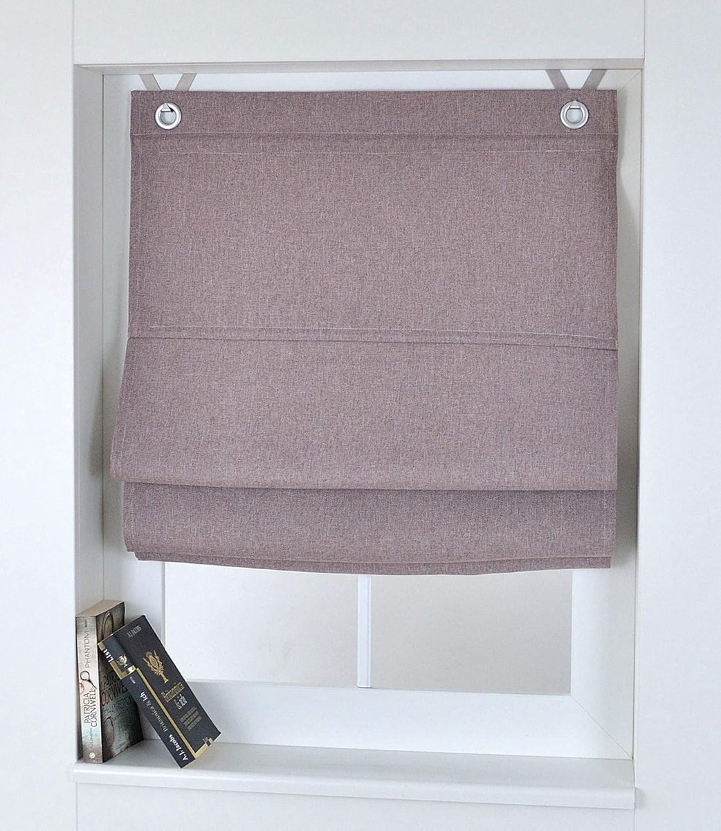 Kutti Folding curtain Dimout Eye-Folding curtain with hooks brown opaque blackout width 100 cm x height 130 cm - ShopVlot