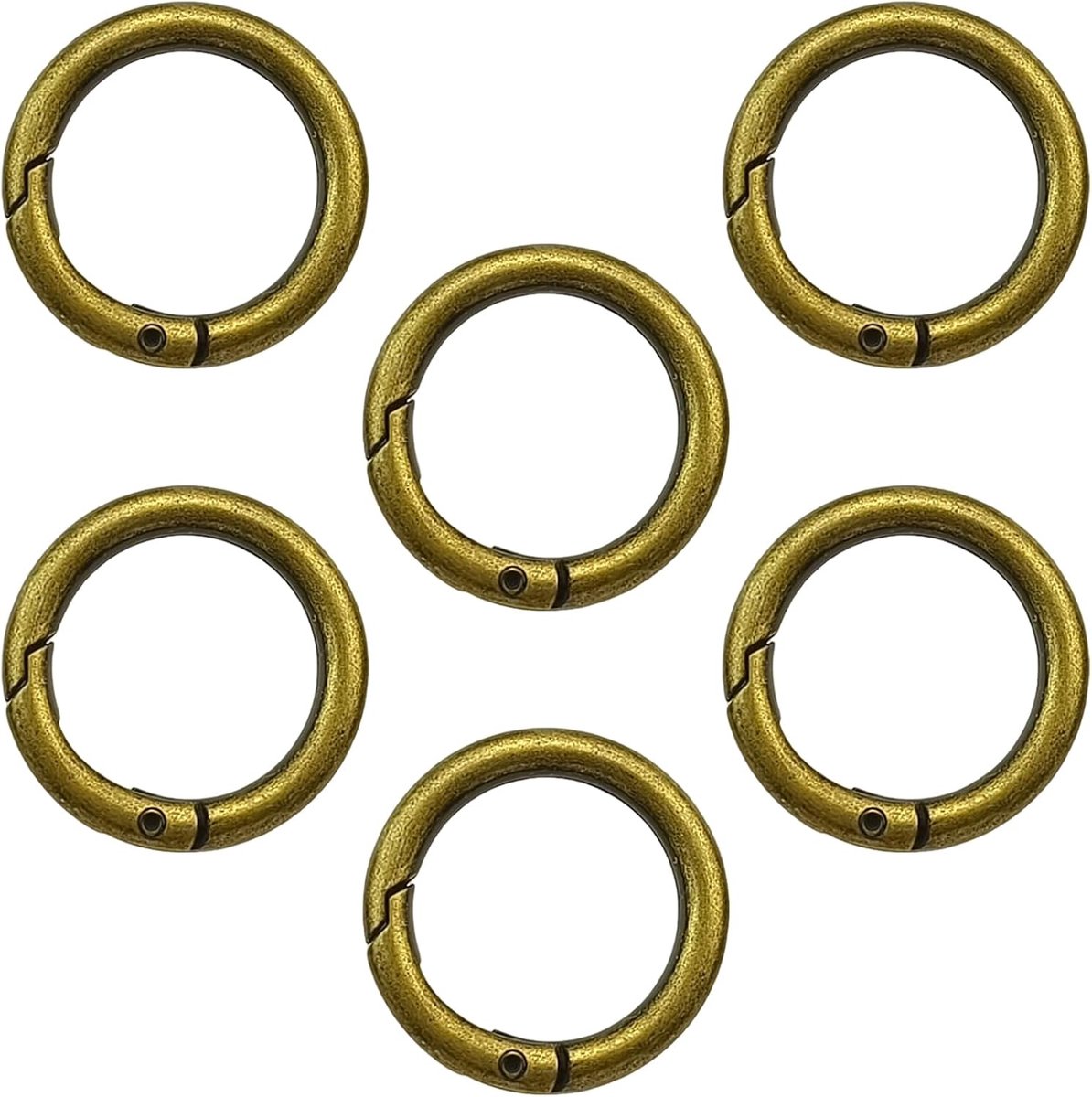 6pcs Round Carabiner Rings O Ring Metal Round Spring Split Rings for Handbags Key Ring Buckles Bags Purses (Brubbed - ShopVlot