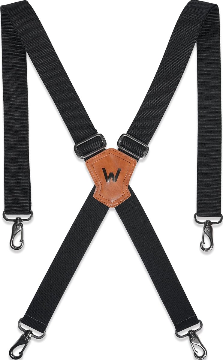 WELKINLAND 1.5inch Black Suspenders, Heavy Duty Work Suspenders Men, Comfortable Black Suspender Men Belt Loop, Sturdy - ShopVlot