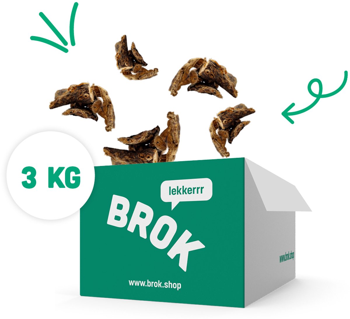 Runderlong - BROK Natuurlijke Hondensnacks – Gezonde Kauwsnacks Voor Honden – 100% Natuurlijk - 3kg