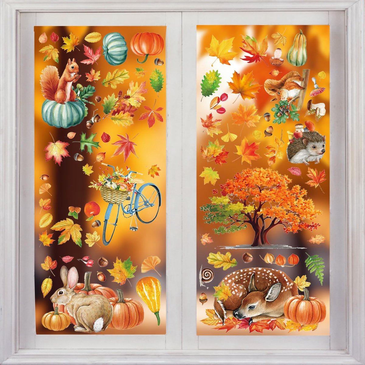 Raamstickers 9 vellen - dubbelzijdig - herbruikbare herfstdecoratie - creatief voor Thanksgiving - ShopVlot