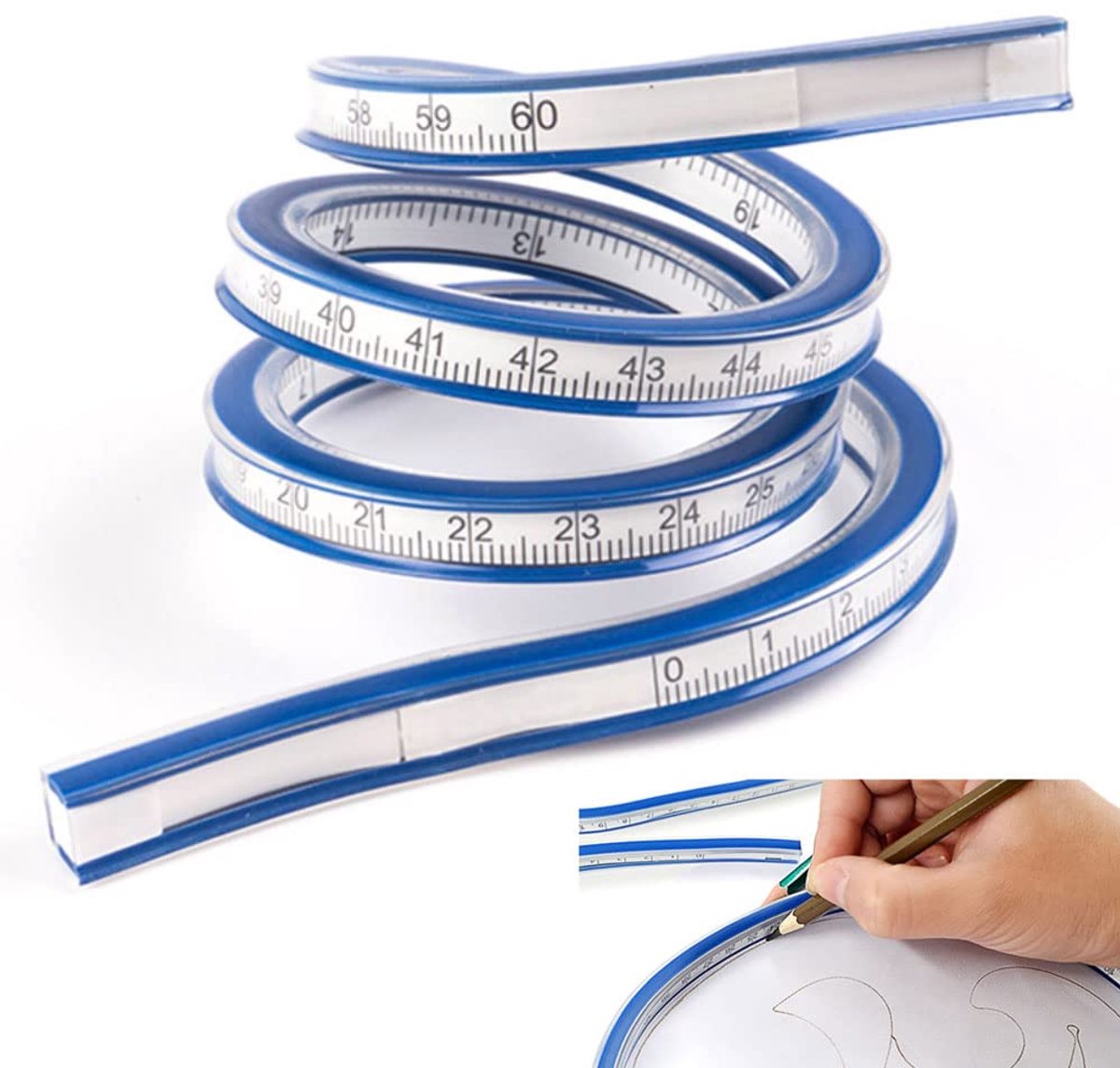 Flexibele Boogliniaal 60cm - PVC Materiaal - Dubbelzijdige Schaal - Ideaal voor Technisch Tekenen - ShopVlot