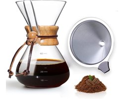Draagbaar Koffiezetapparaat - Transparant - 16,3 x 9,5 x 9,5 cm - Handmatig met Filter en Hittebestendig Glas - Voor Koffie en Thee