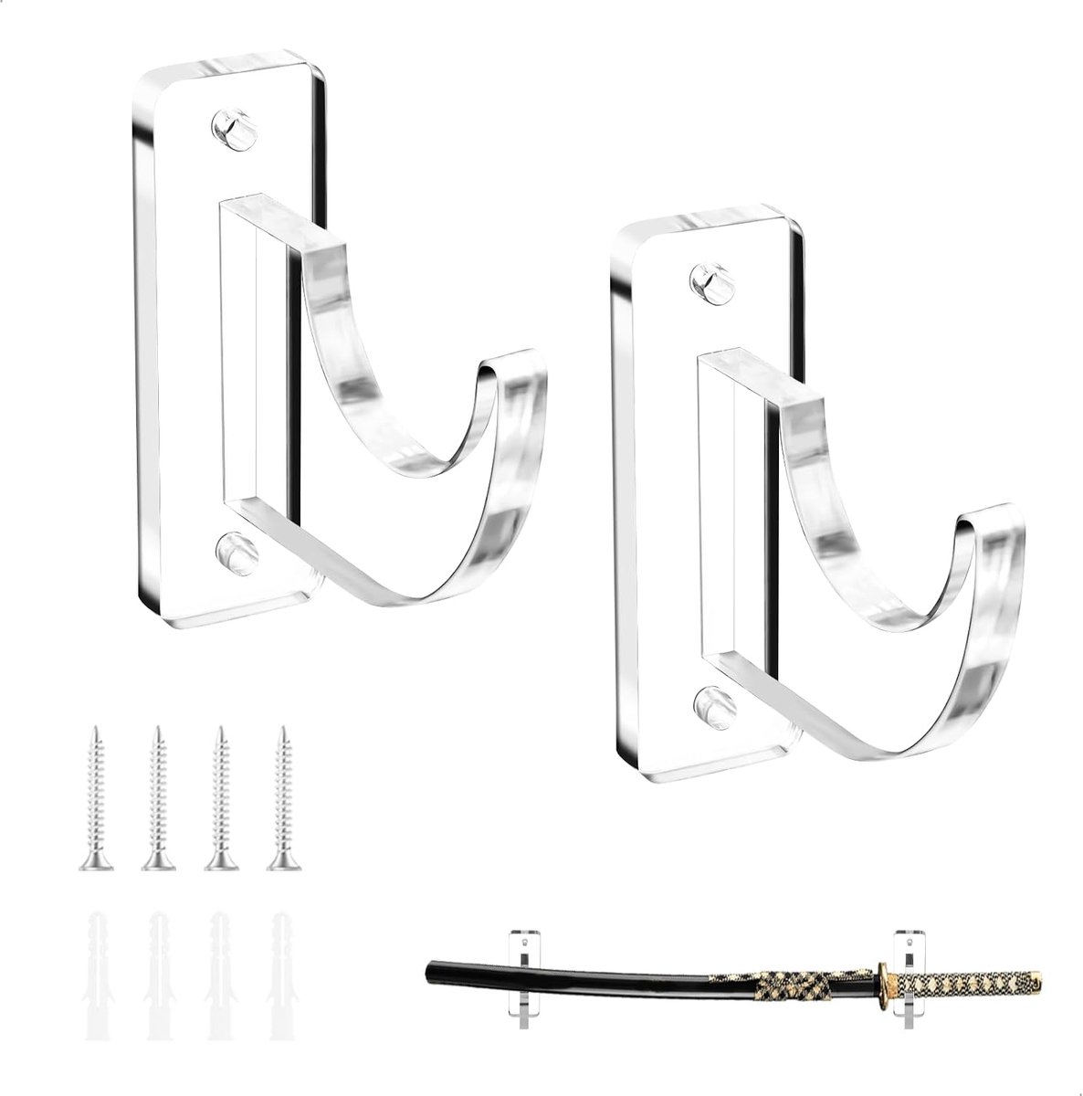 Lichtzwaard houder wandtransparant - Robuuste acryl katana wandmontage - Duurzaam en stabiel - ShopVlot
