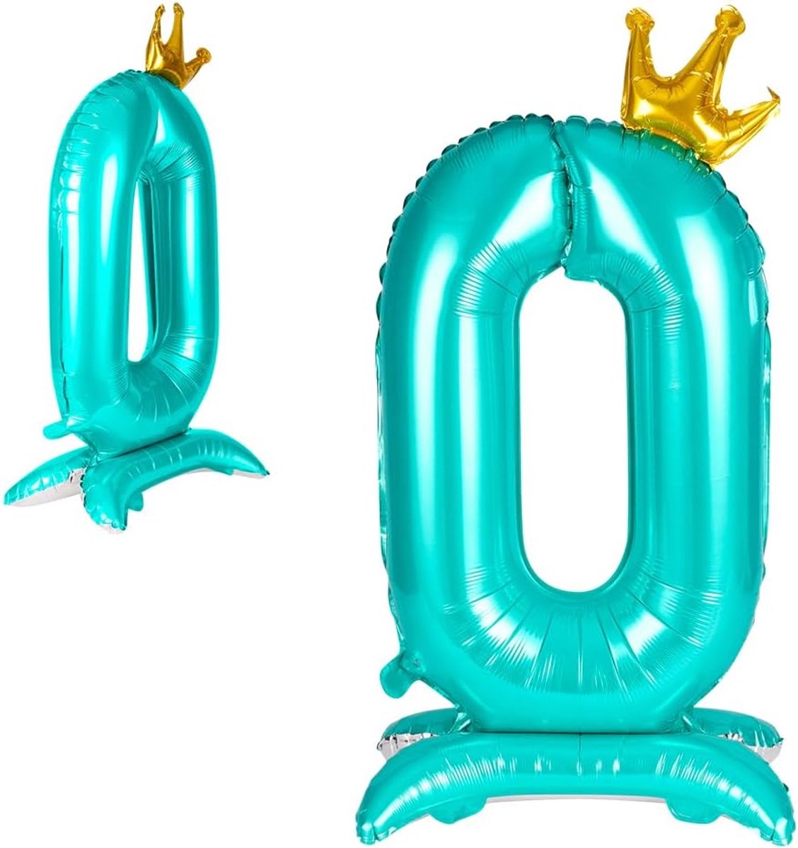 Zittend Kroon Getal 0 Ballon - 107 cm Foil Ballon - Zelfopblaasbaar - Perfect voor 0e Verjaardag - ShopVlot