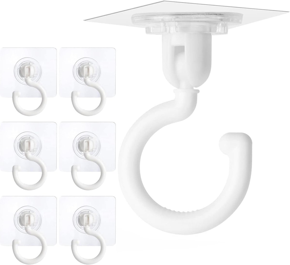 Self-adhesieve draaikhaken 6 stuks - transparant kunststof - 5kg draagvermogen - ideaal voor keuken en badkamer - ShopVlot