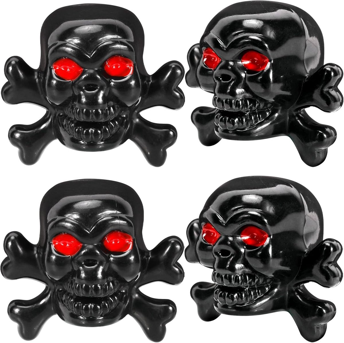 Tire Valve Caps - Skulls - Zwart met rode ogen - Unieke bescherming voor autoventielen - ShopVlot