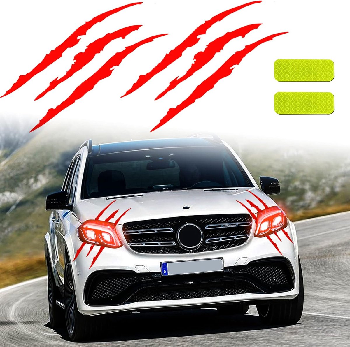 Auto sticker monsterklauwen - reflecterende vinyl sticker - waterproof - unieke car decoratie - ShopVlot