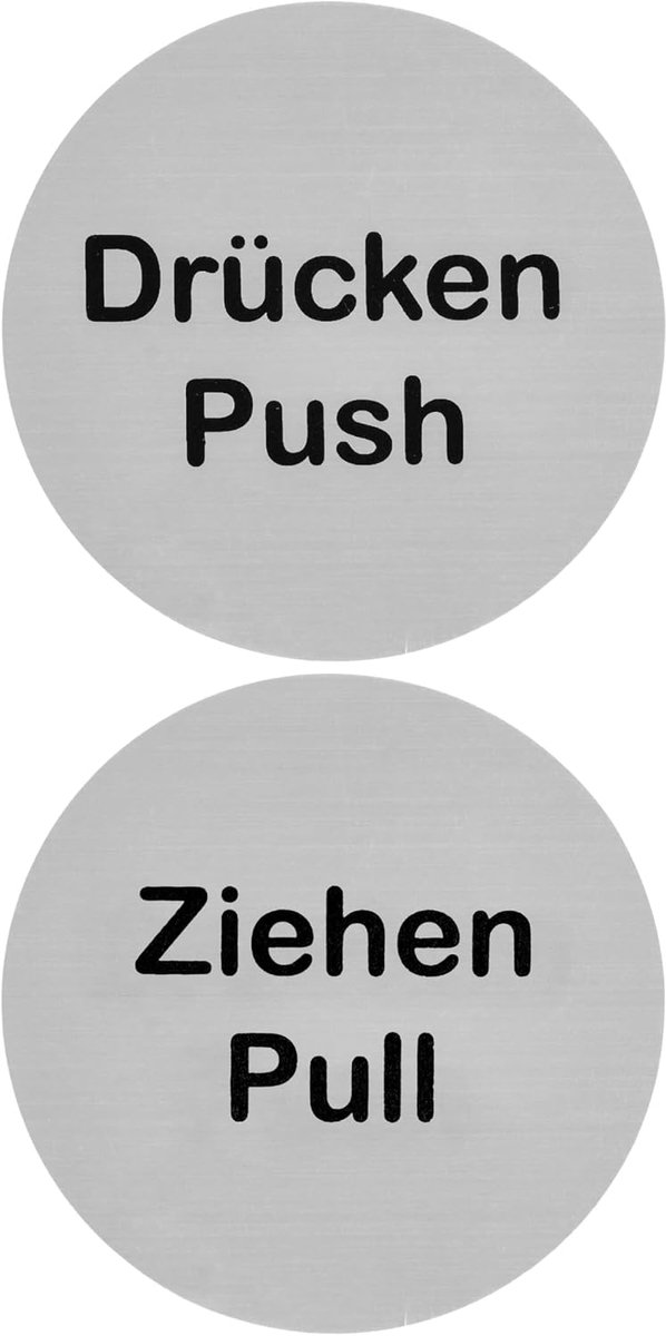 Sticker Set Press Pull - Ø 65 mm - Dubbelzijdige Kleeffilm - Voor Binnen en Buiten Gebruik - ShopVlot